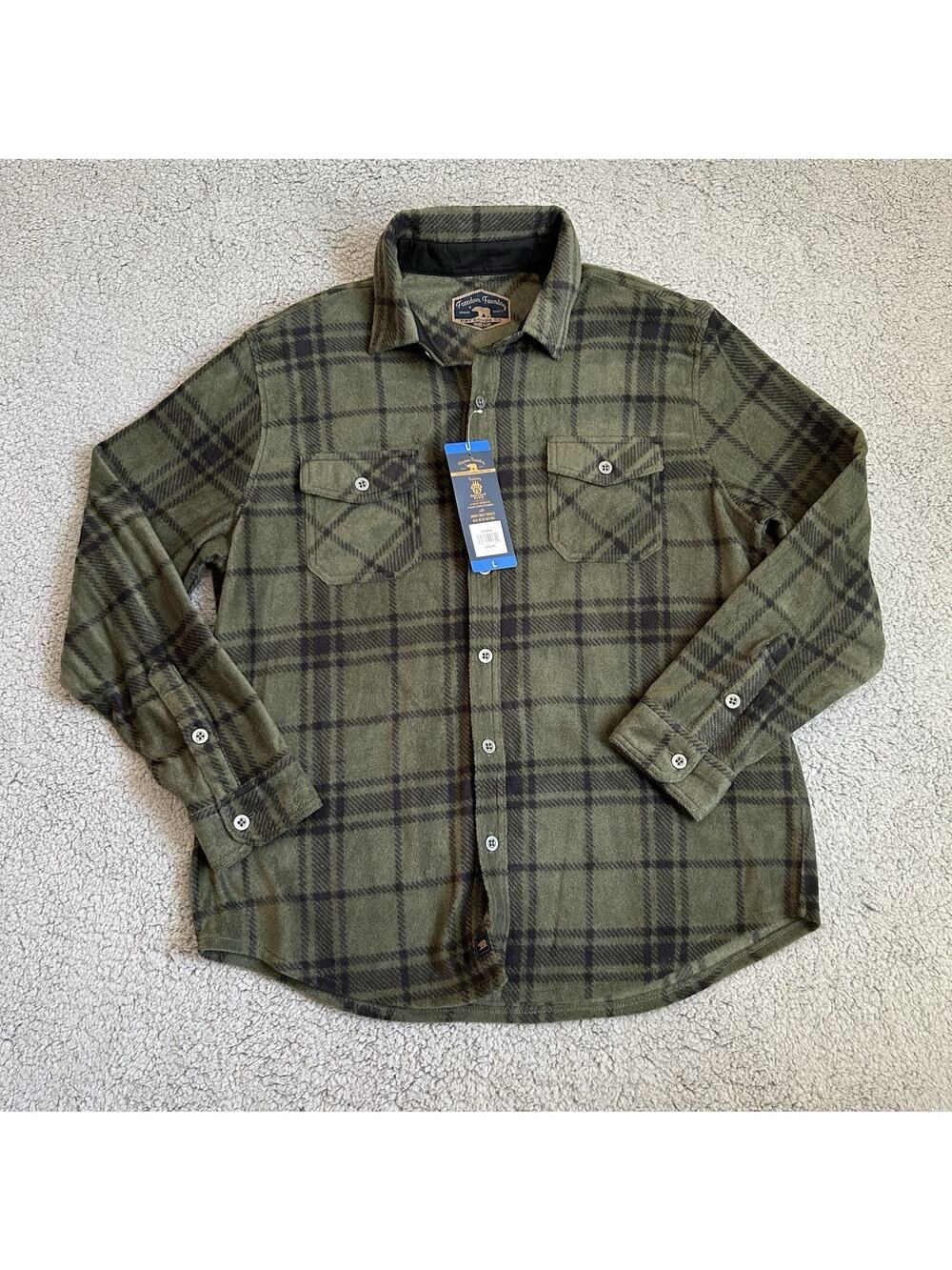 Freedom Foundry Men's Flannel Shirt Plaid Lightweight Green Size L Workwear NWT
